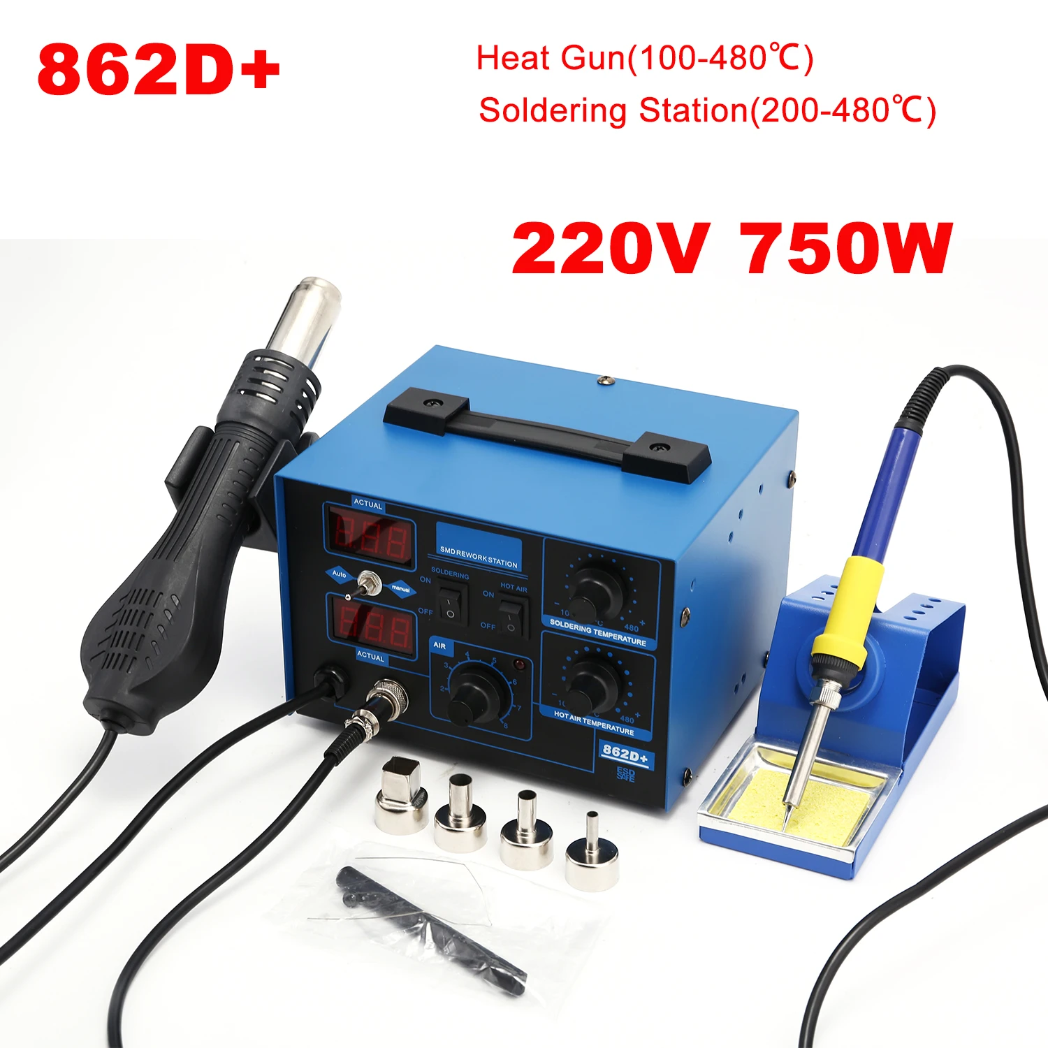 Stacja lutownicza 862D+ 2 w 1, – Smd Rework Station Hot Air Soldering 2 In 1 recenzja i cena